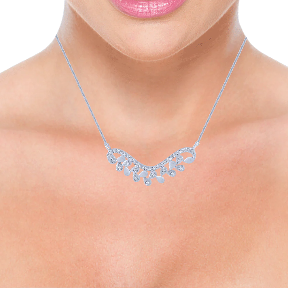 14KT (585) White Gold And Solitaire Pendant For Women - Image 2