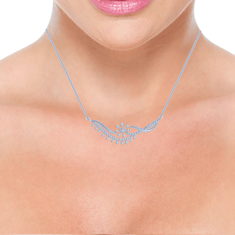 14KT (585) White Gold And Solitaire Pendant For Women