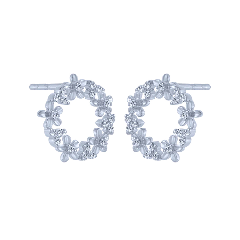 14KT (585) White Gold And Solitaire Stud Earrings For Women - Image 3