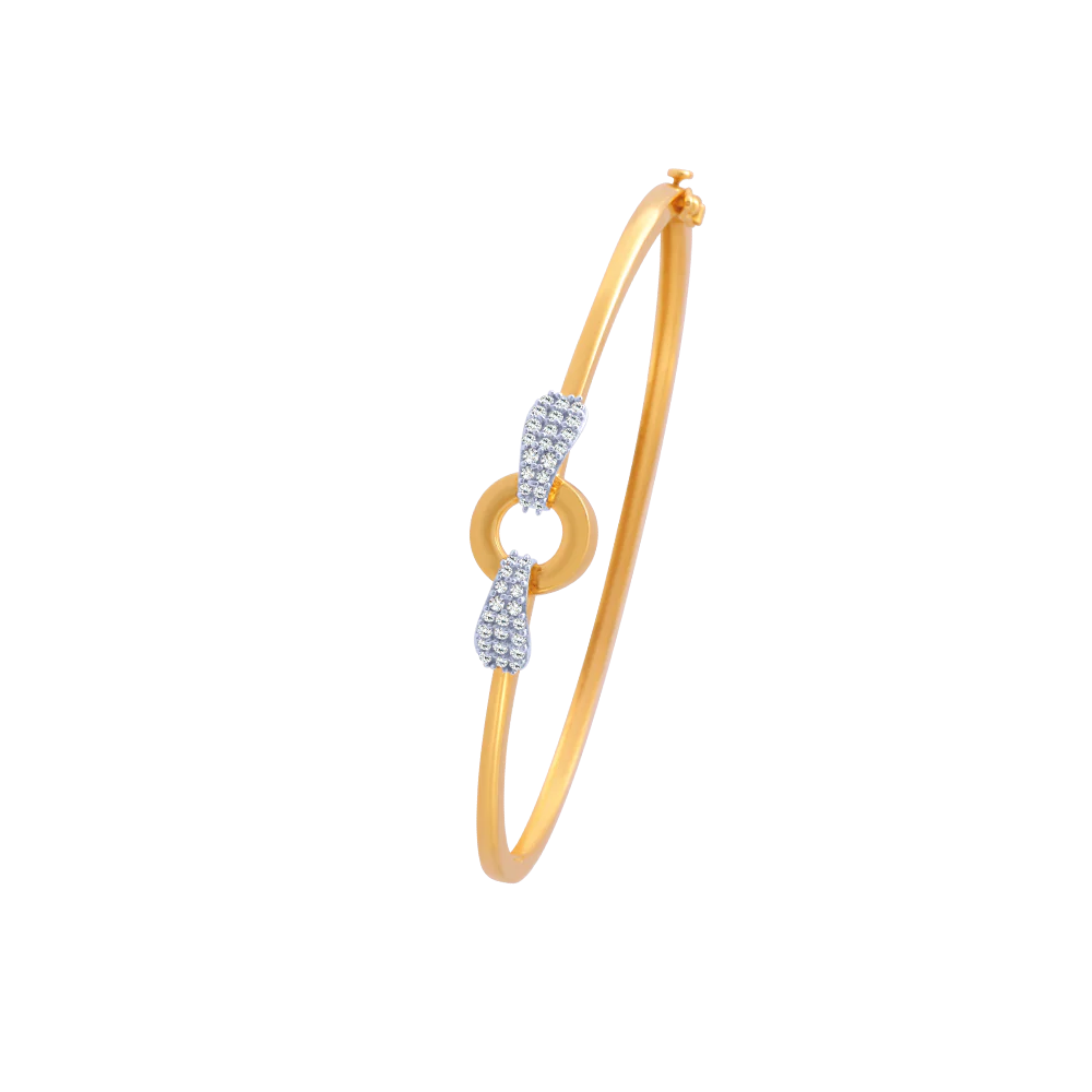 14KT (585) Yellow Gold And American Diamond Bangle For Women