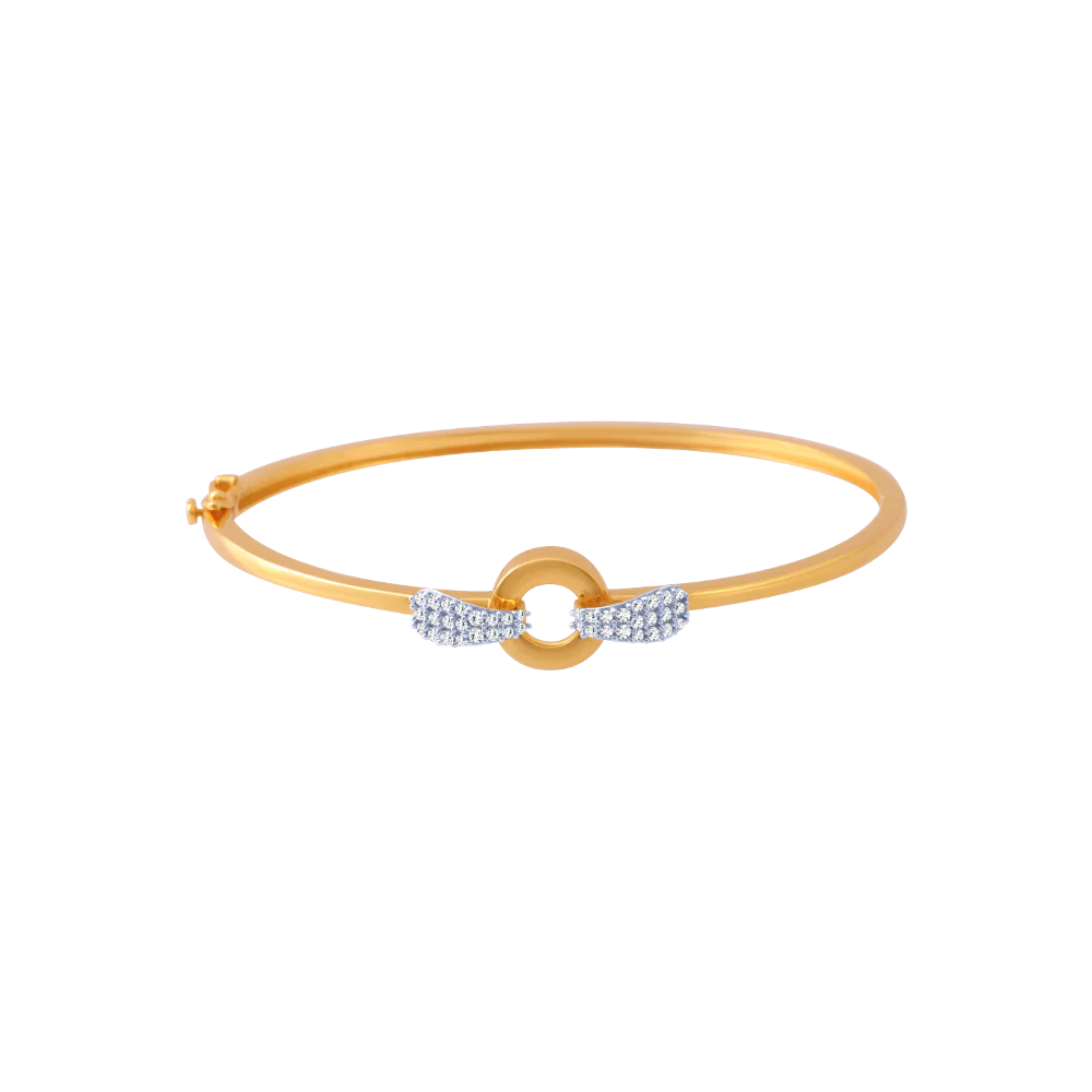 14KT (585) Yellow Gold And American Diamond Bangle For Women - Image 2