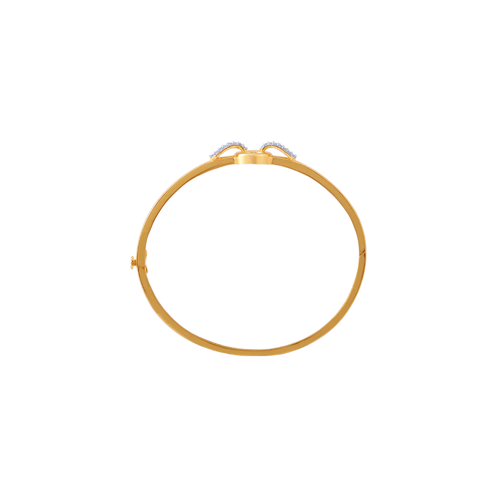 14KT (585) Yellow Gold And American Diamond Bangle For Women - Image 3