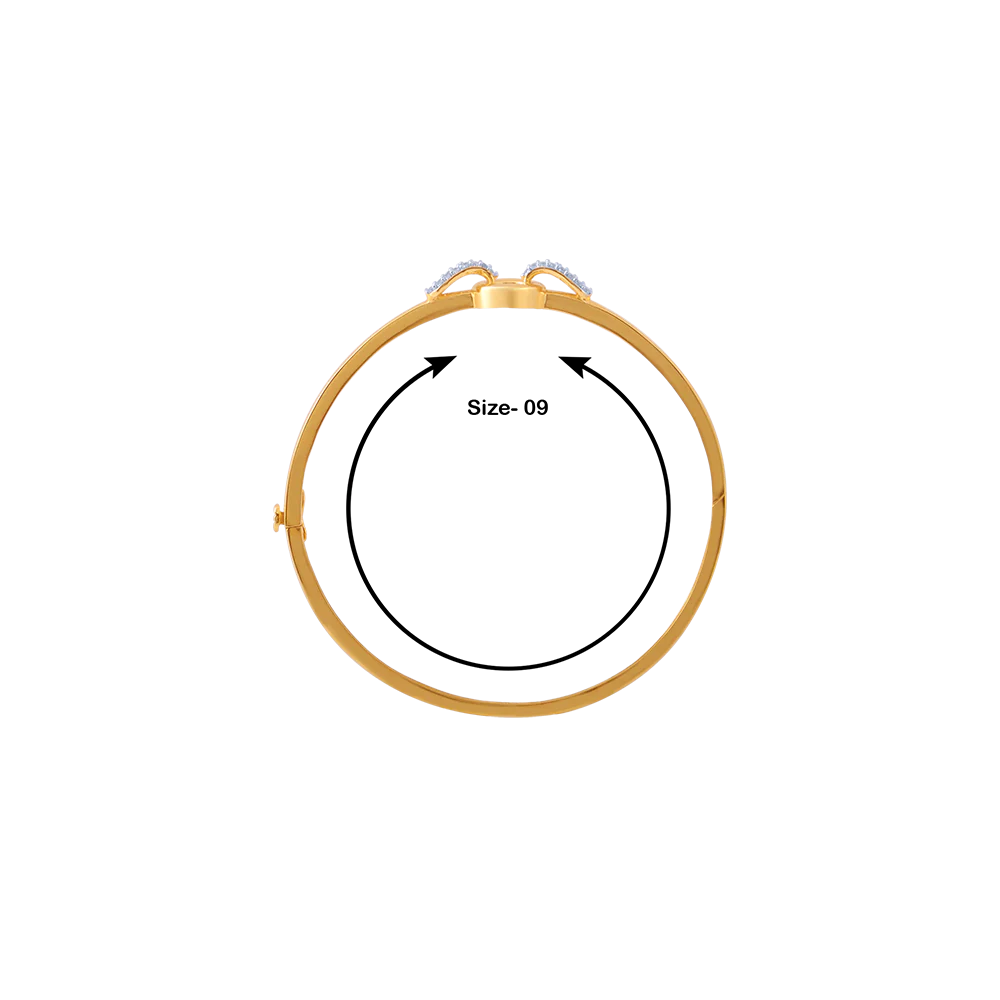 14KT (585) Yellow Gold And American Diamond Bangle For Women - Image 5