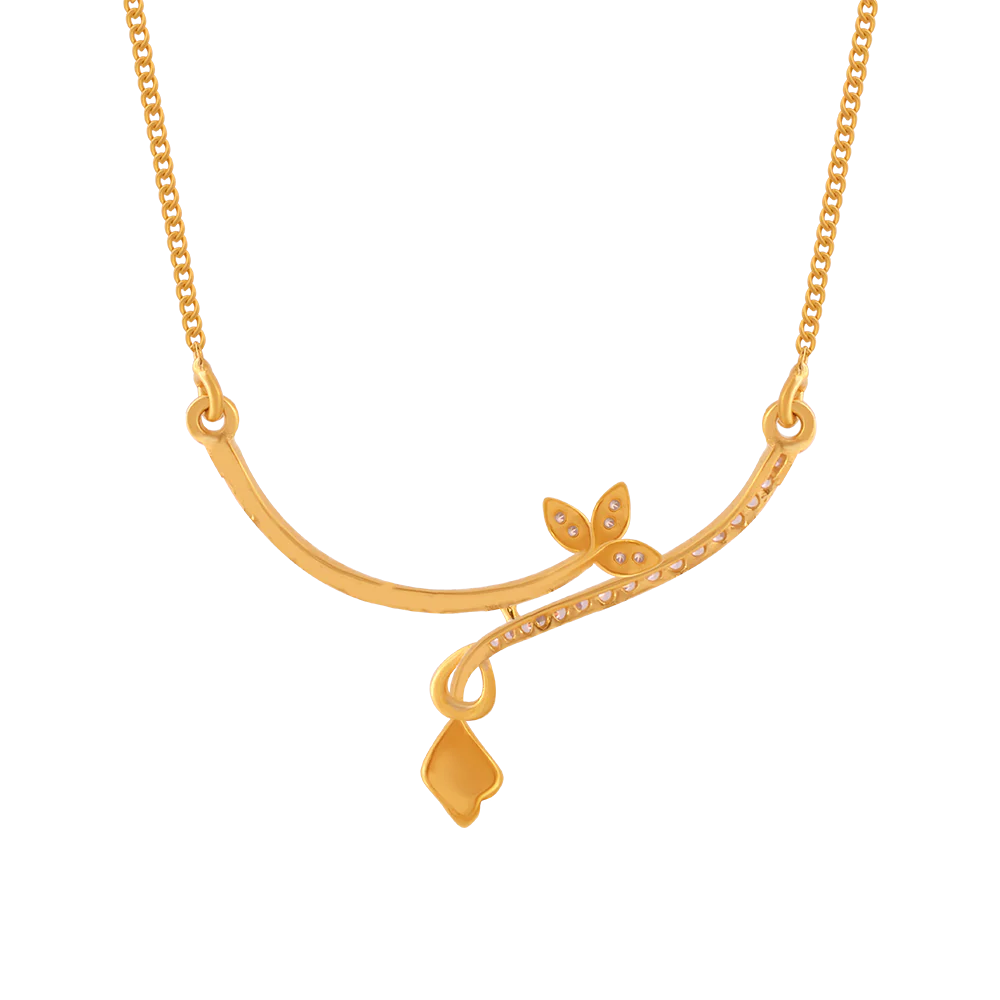 14KT (585) Yellow Gold And American Diamond Chain For Women - Image 3