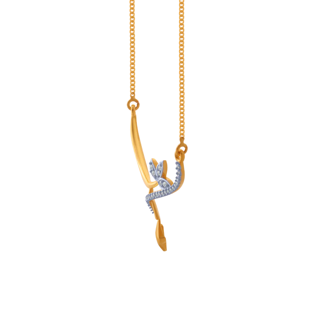 14KT (585) Yellow Gold And American Diamond Chain For Women - Image 4