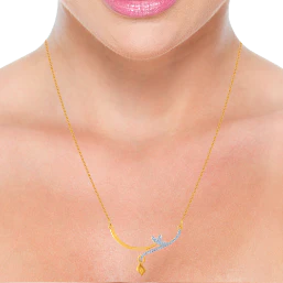 14KT (585) Yellow Gold And American Diamond Chain For Women - Image 5