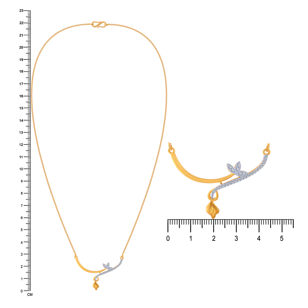 14KT (585) Yellow Gold And American Diamond Chain For Women - Image 6