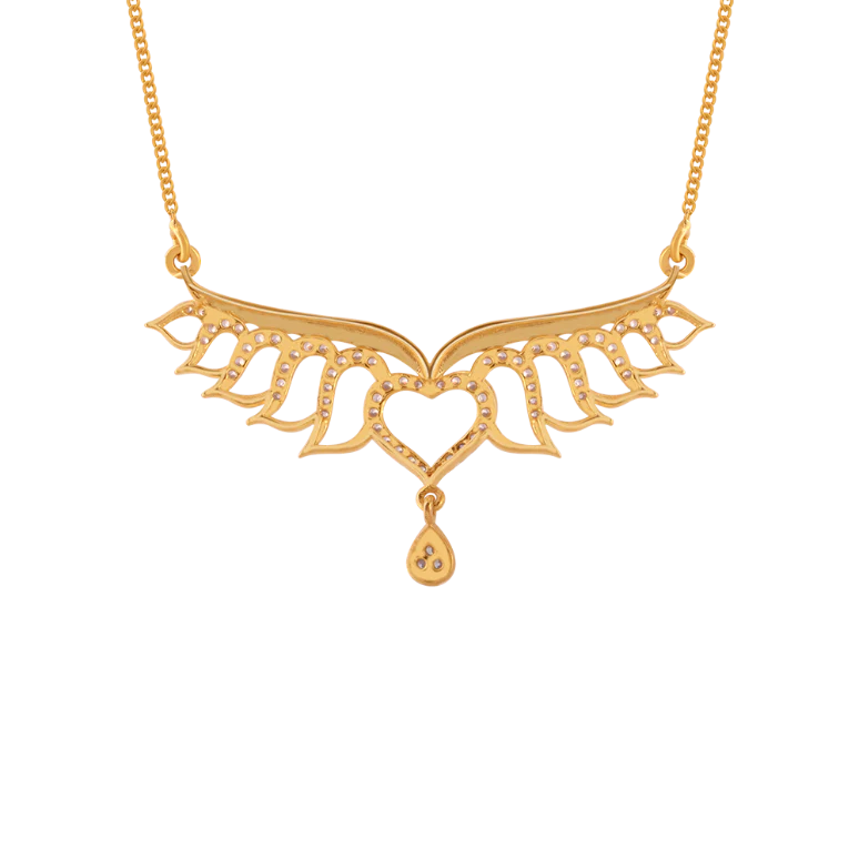 14KT (585) Yellow Gold And American Diamond Chain For Women - Image 4