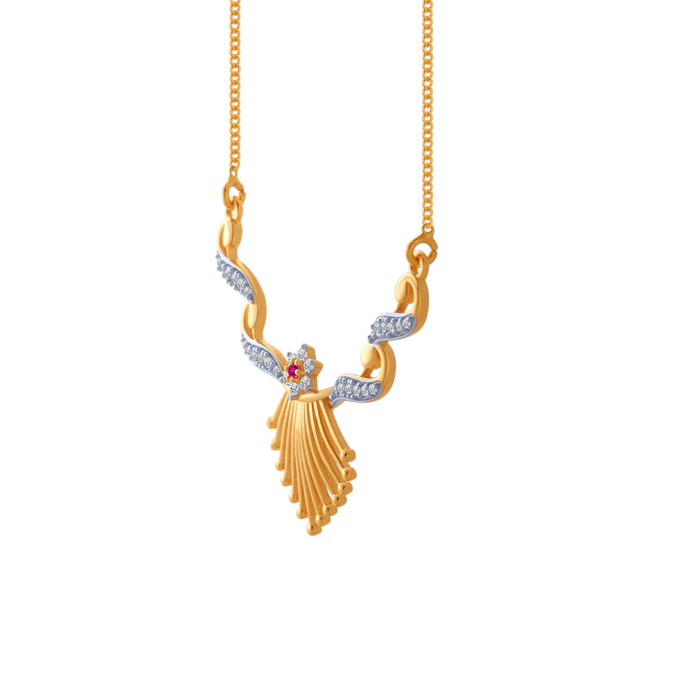 14KT (585) Yellow Gold And American Diamond Chain For Women - Image 3