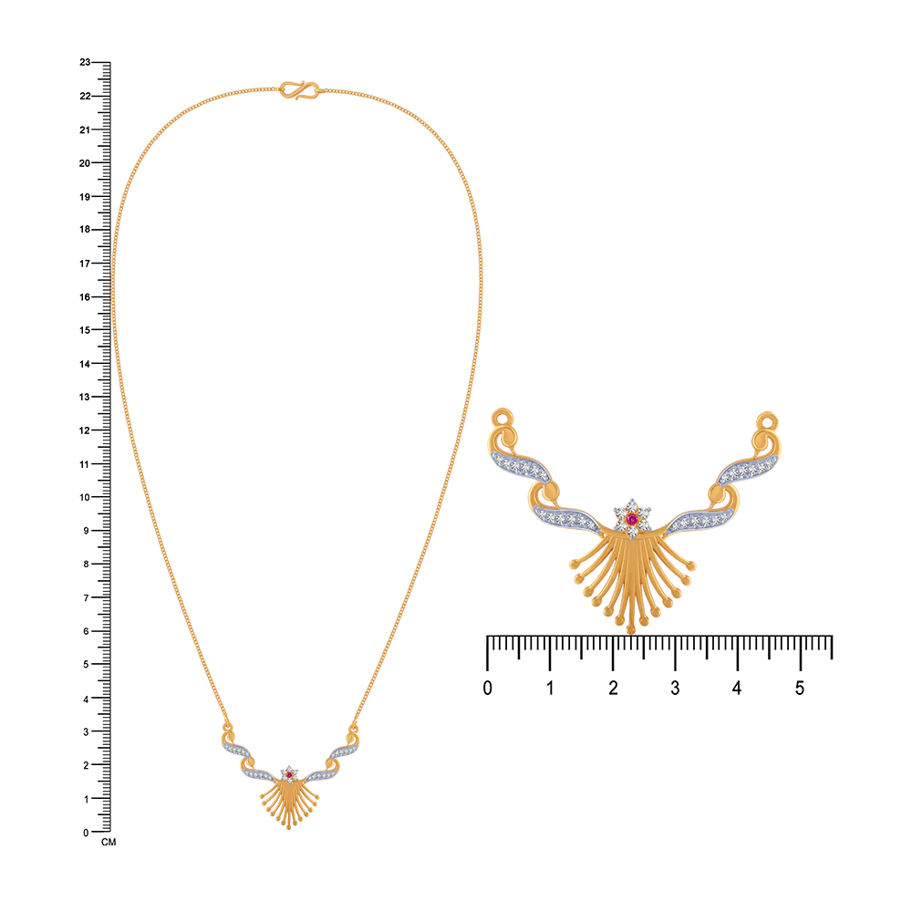 14KT (585) Yellow Gold And American Diamond Chain For Women - Image 6