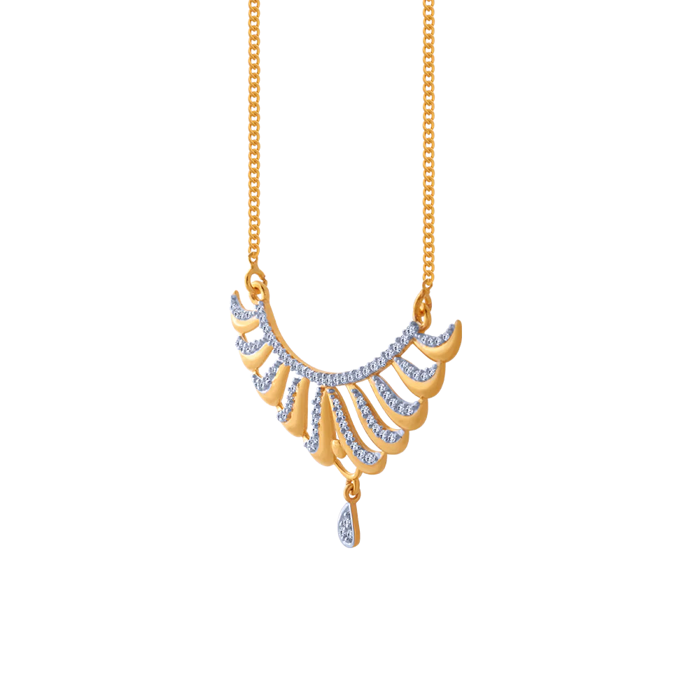 14KT (585) Yellow Gold And American Diamond Chain For Women - Image 3