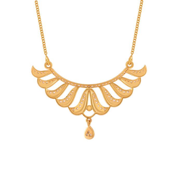 14KT (585) Yellow Gold And American Diamond Chain For Women - Image 4