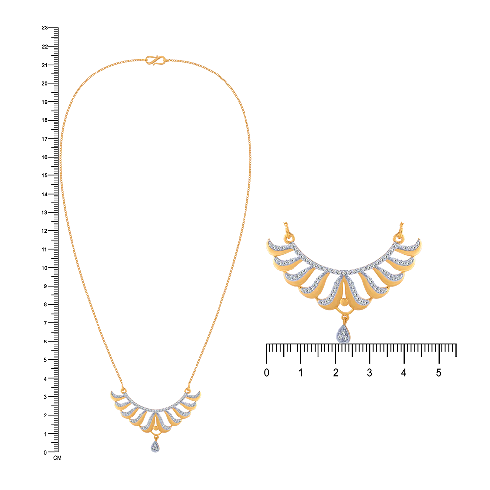 14KT (585) Yellow Gold And American Diamond Chain For Women - Image 6