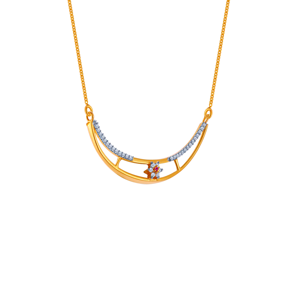 14KT (585) Yellow Gold And American Diamond Pendant For Women - Image 2