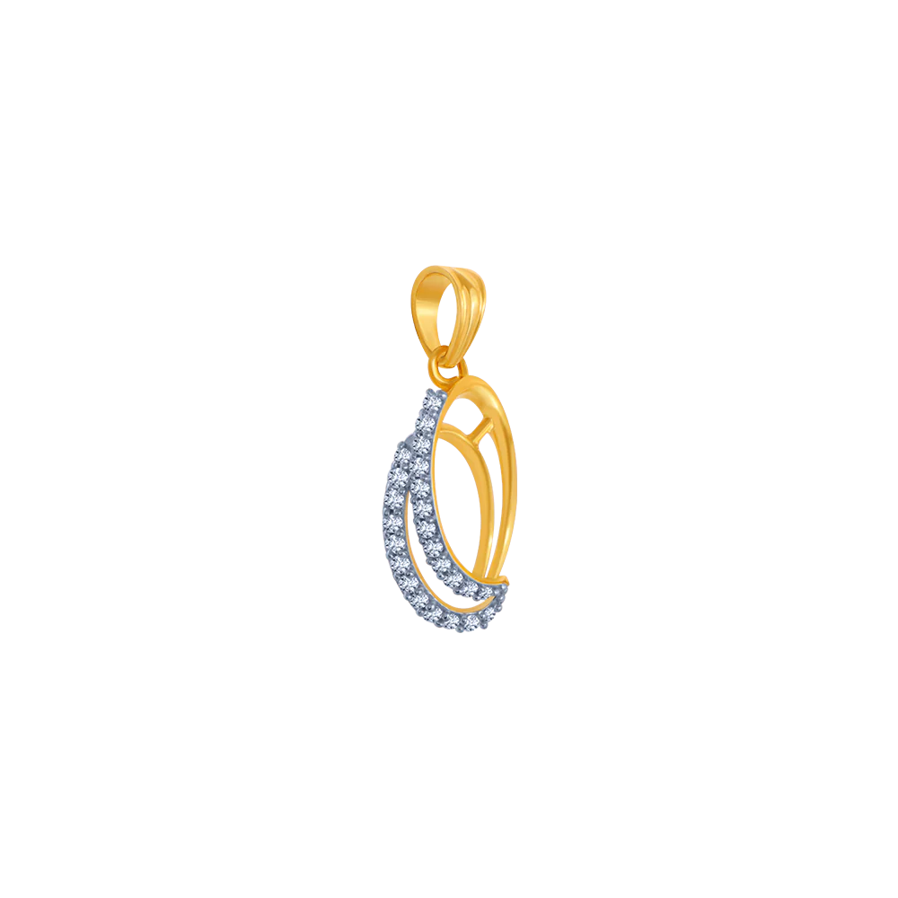 14KT (585) Yellow Gold And American Diamond Pendant For Women - Image 3