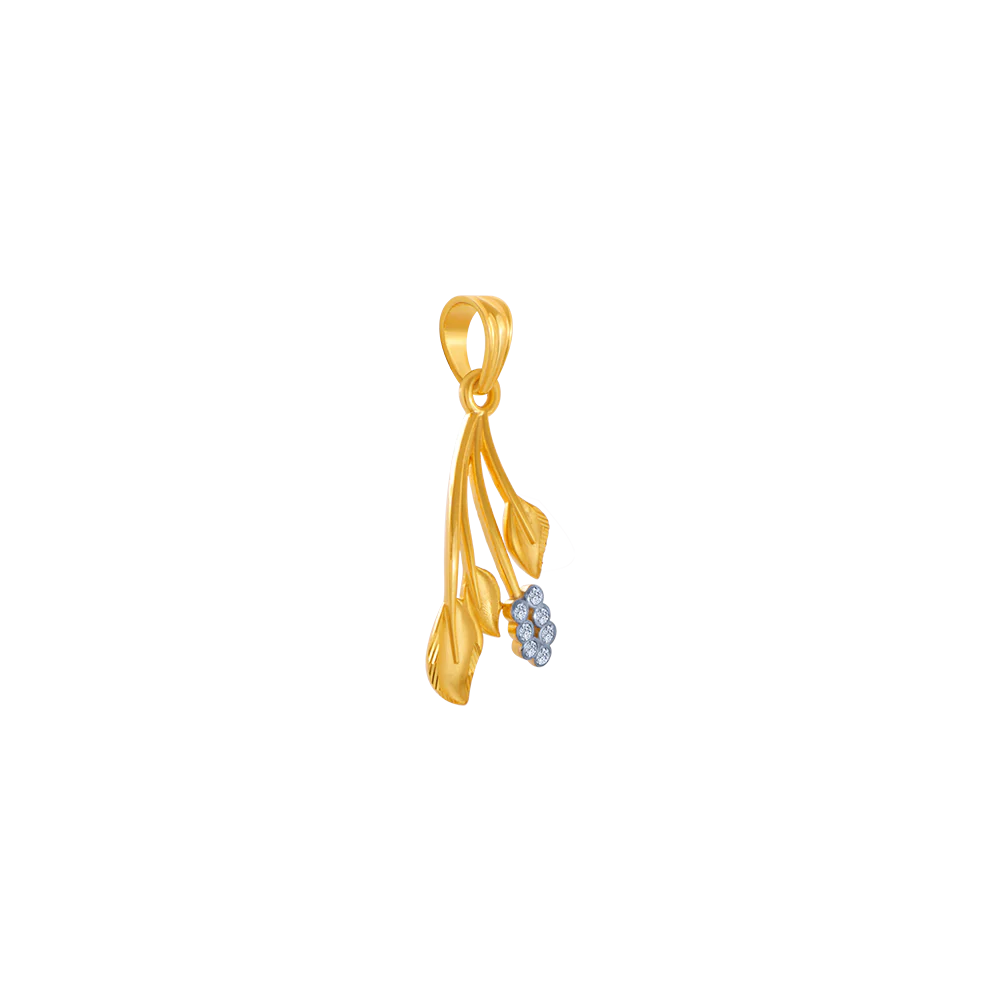14KT (585) Yellow Gold And American Diamond Pendant For Women - Image 3
