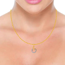 14KT (585) Yellow Gold And American Diamond Pendant For Women - Image 2