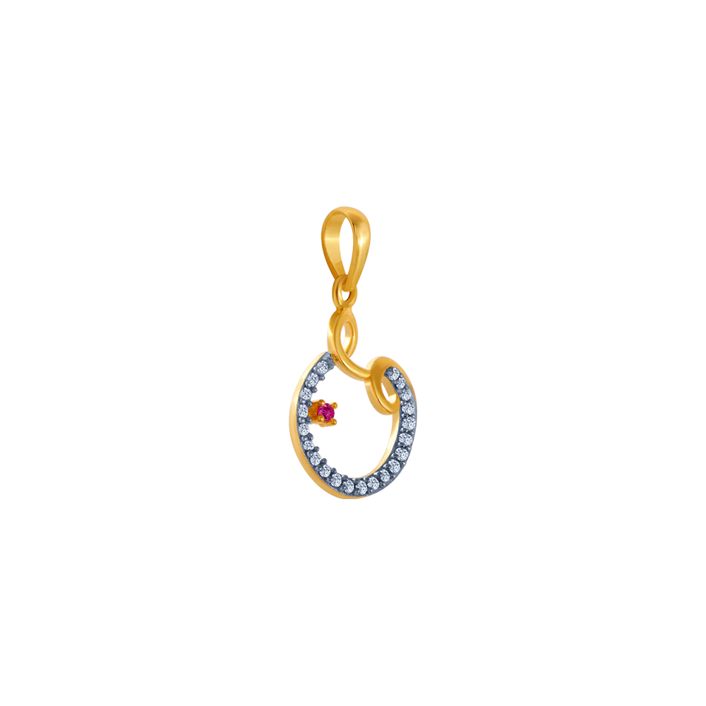 14KT (585) Yellow Gold And American Diamond Pendant For Women - Image 3