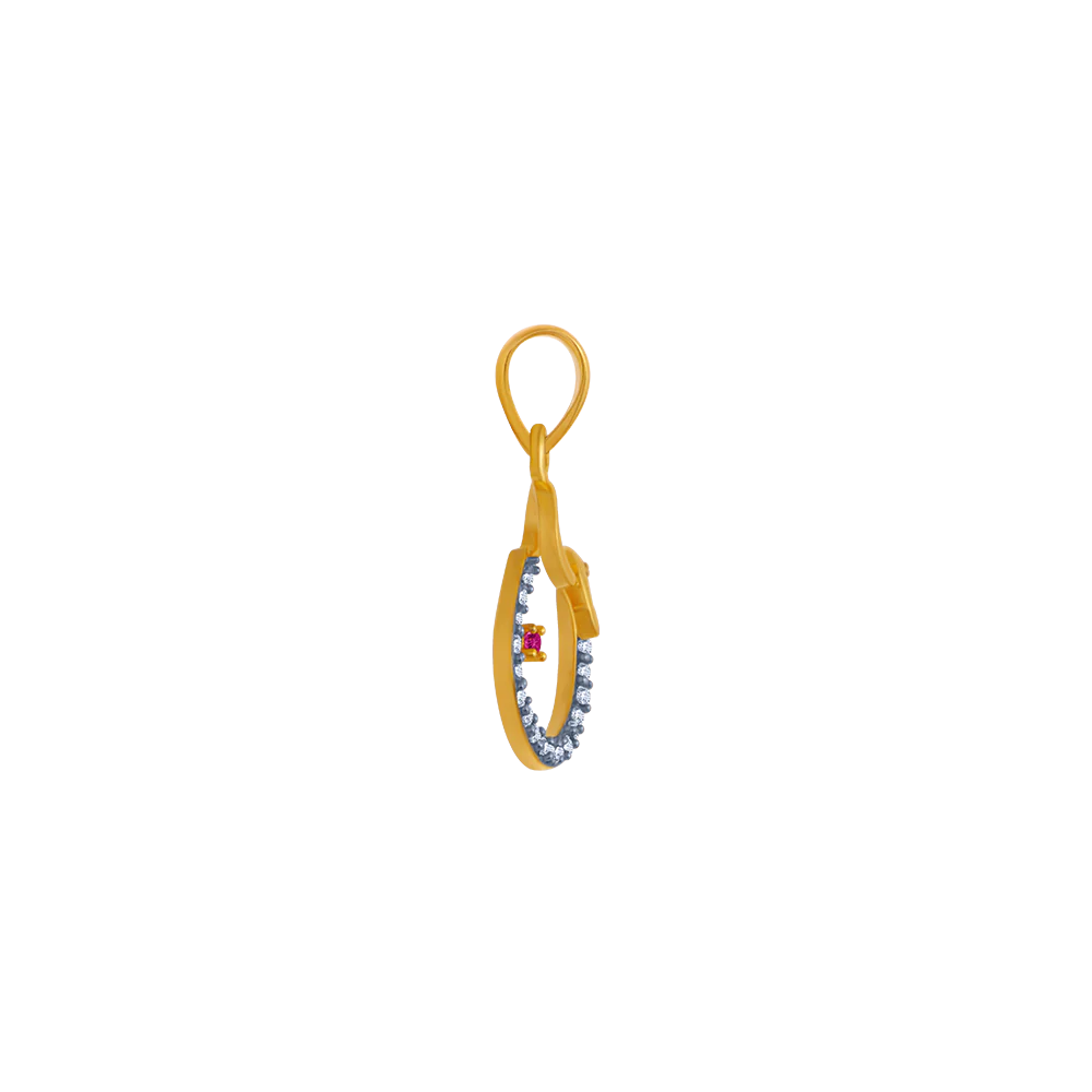 14KT (585) Yellow Gold And American Diamond Pendant For Women - Image 4