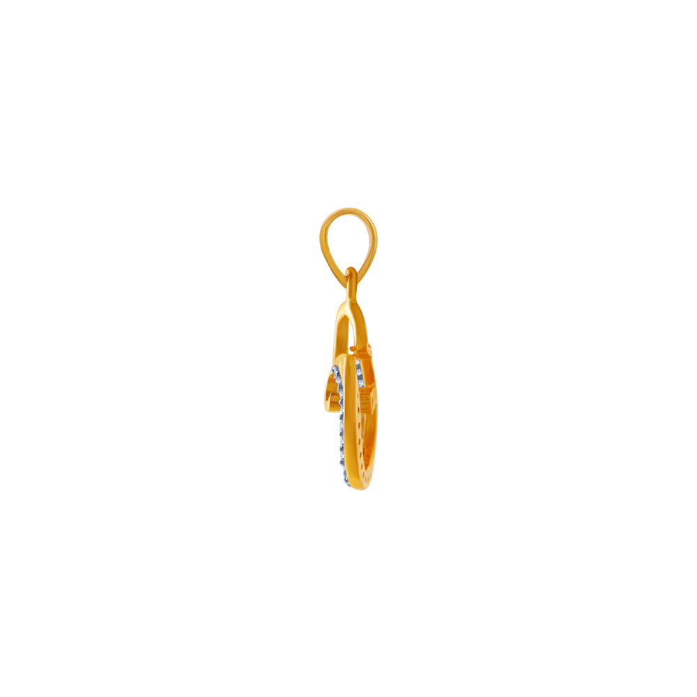 14KT (585) Yellow Gold And American Diamond Pendant For Women - Image 5
