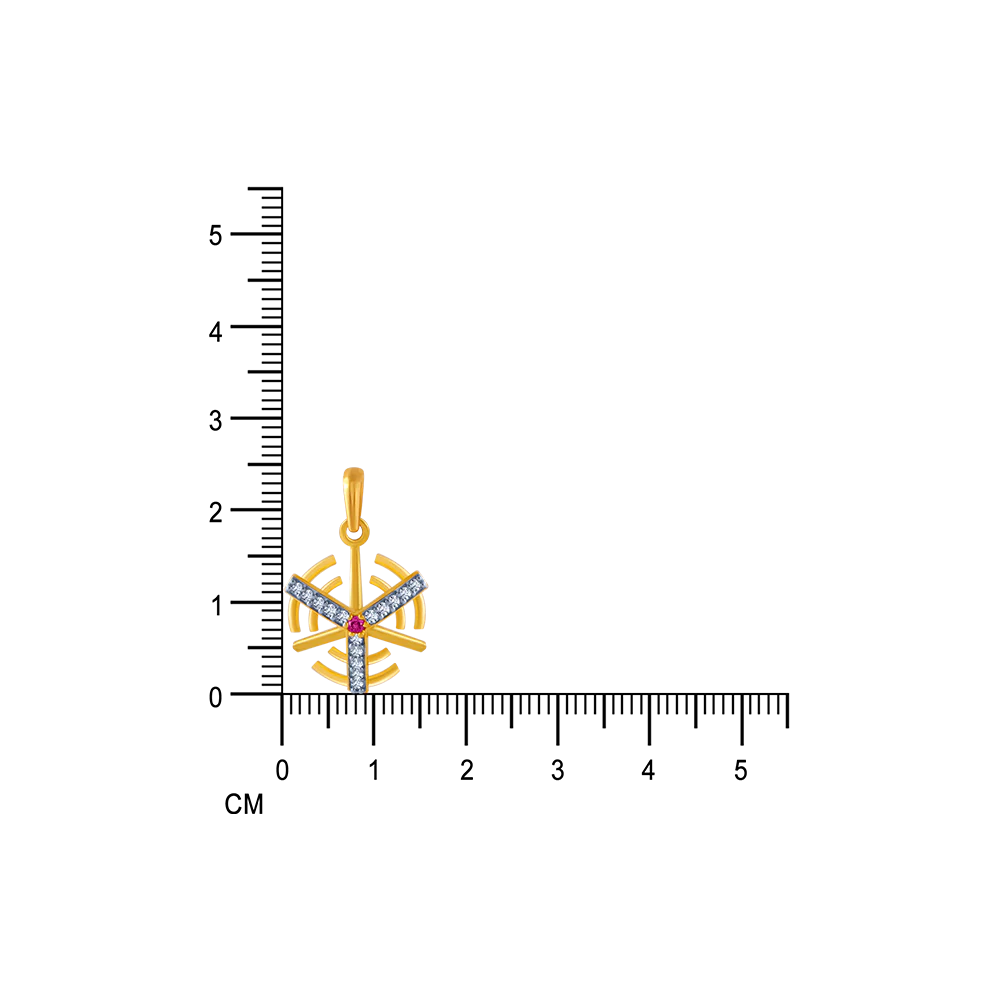 14KT (585) Yellow Gold And American Diamond Pendant For Women - Image 6
