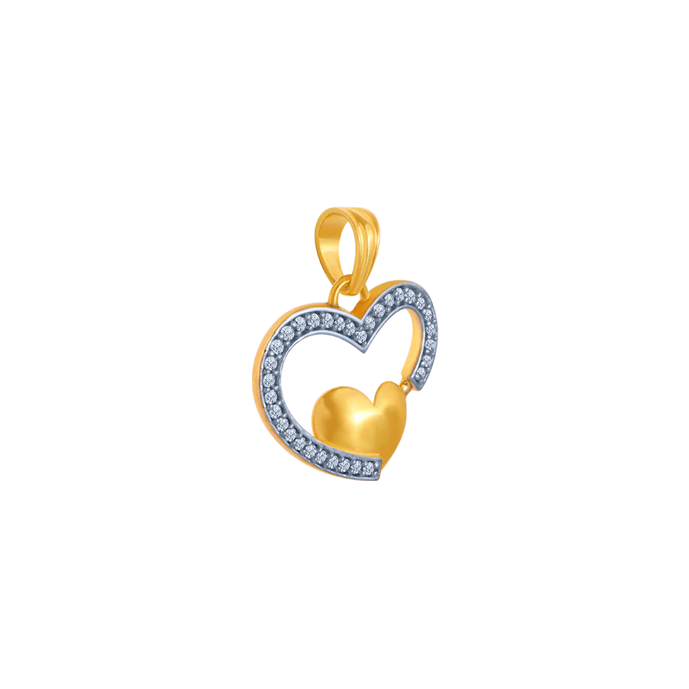 14KT (585) Yellow Gold And American Diamond Pendant For Women - Image 3