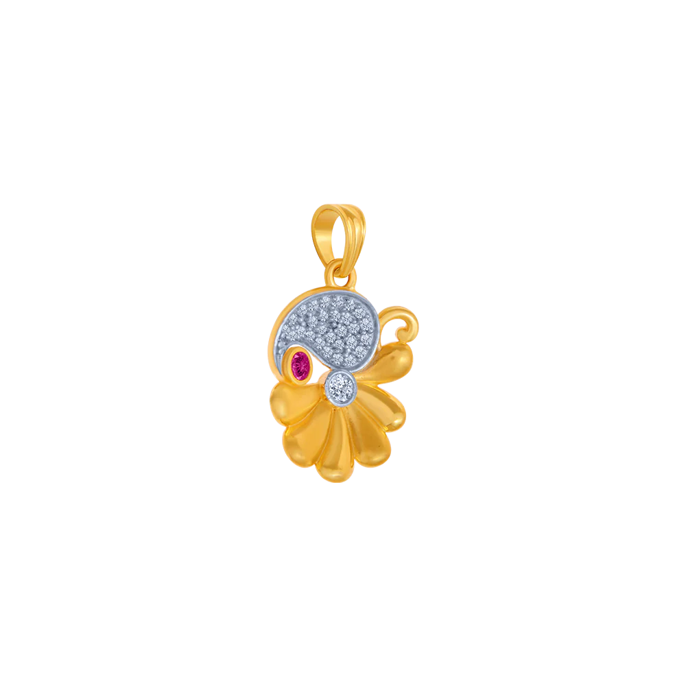 14KT (585) Yellow Gold And American Diamond Pendant For Women - Image 3