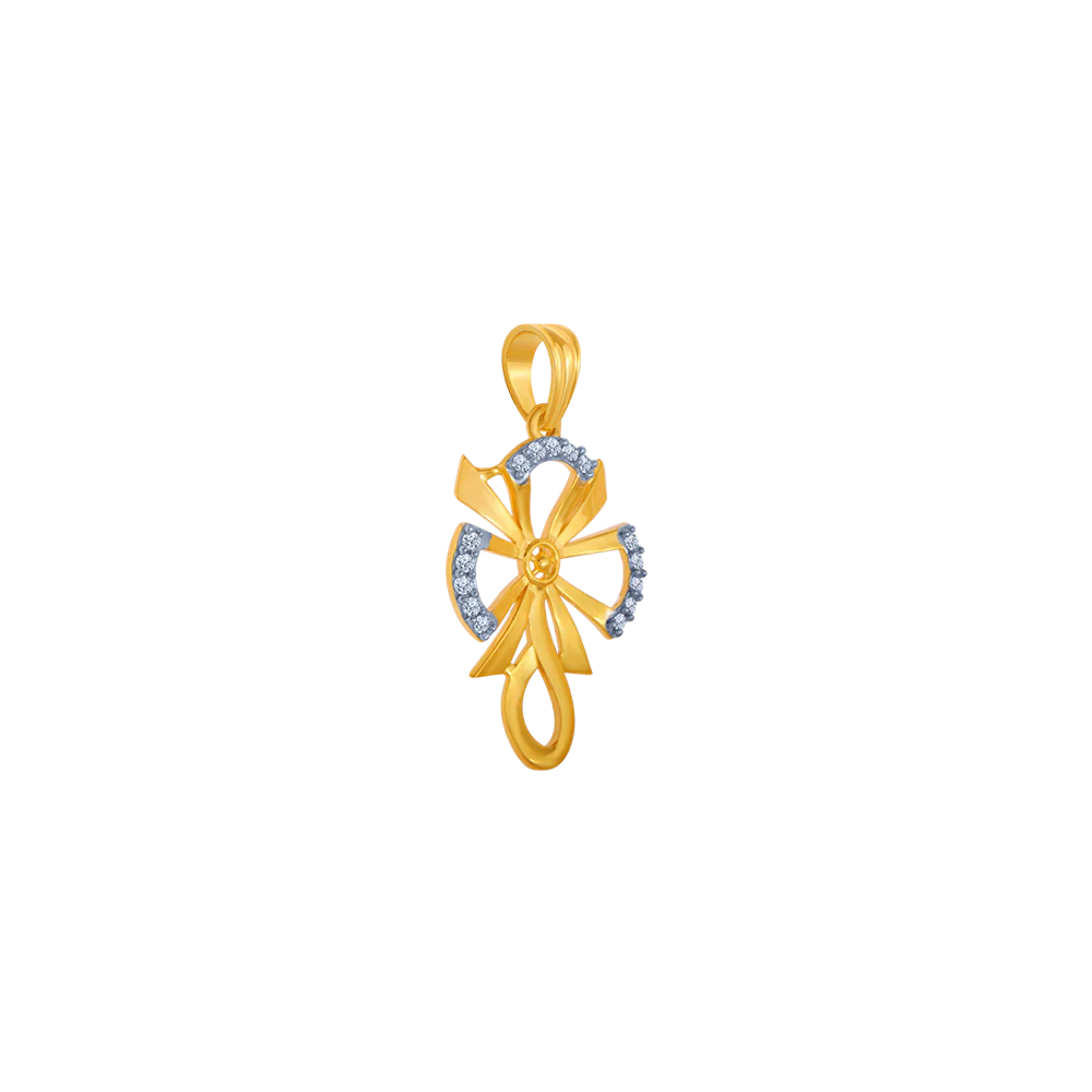 14KT (585) Yellow Gold And American Diamond Pendant For Women - Image 3