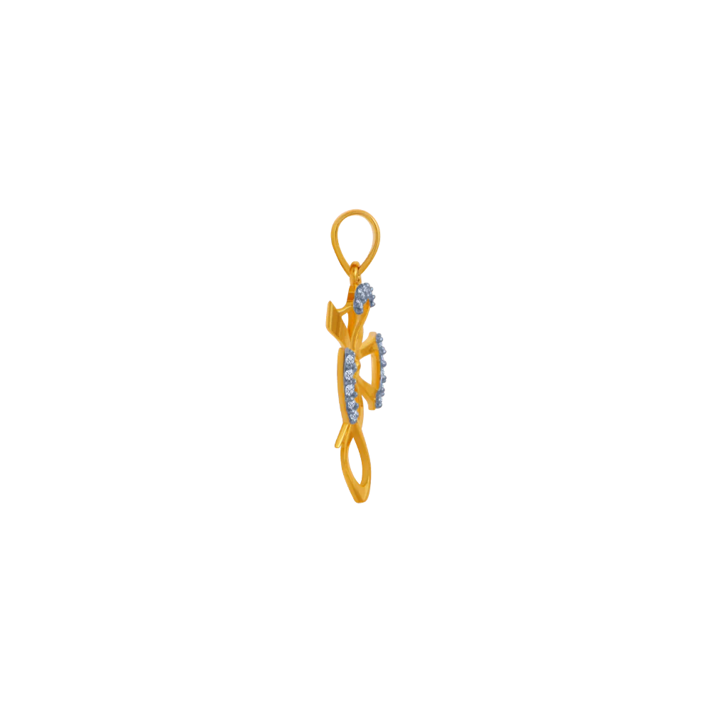 14KT (585) Yellow Gold And American Diamond Pendant For Women - Image 4