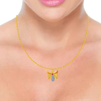 14KT (585) Yellow Gold And American Diamond Pendant For Women - Image 2