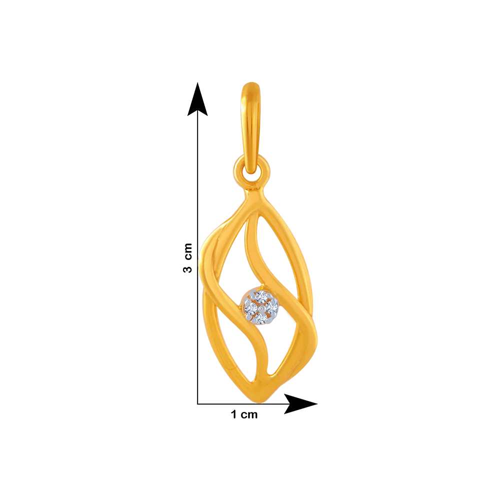 14KT (585) Yellow Gold And American Diamond Pendant For Women - Image 4
