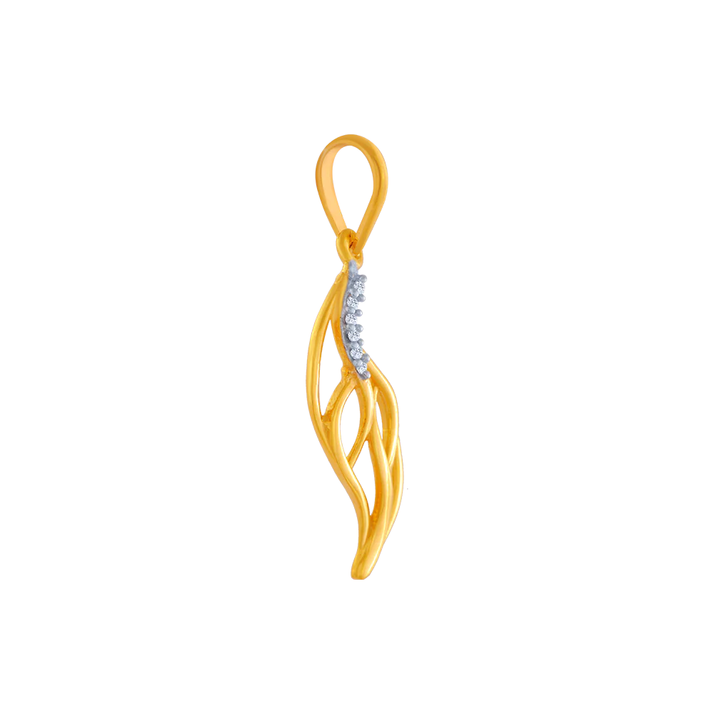 14KT (585) Yellow Gold And American Diamond Pendant For Women - Image 3