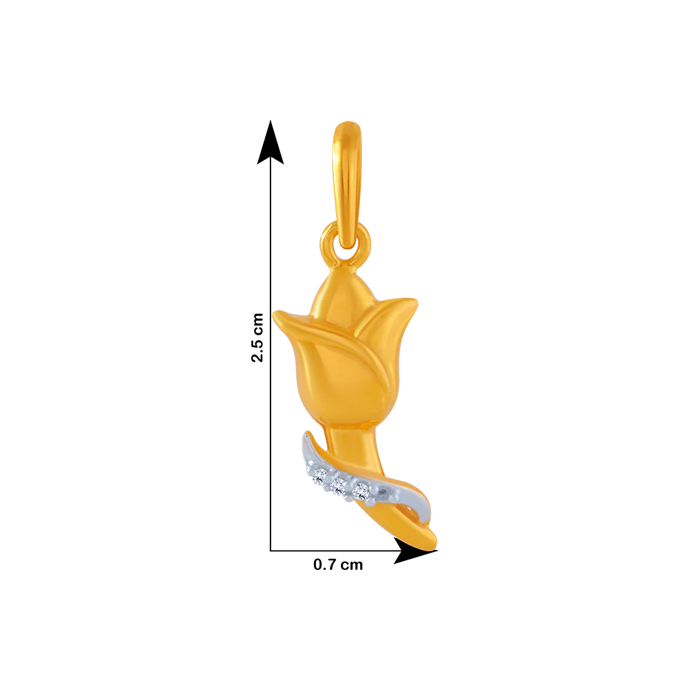 14KT (585) Yellow Gold And American Diamond Pendant For Women - Image 4