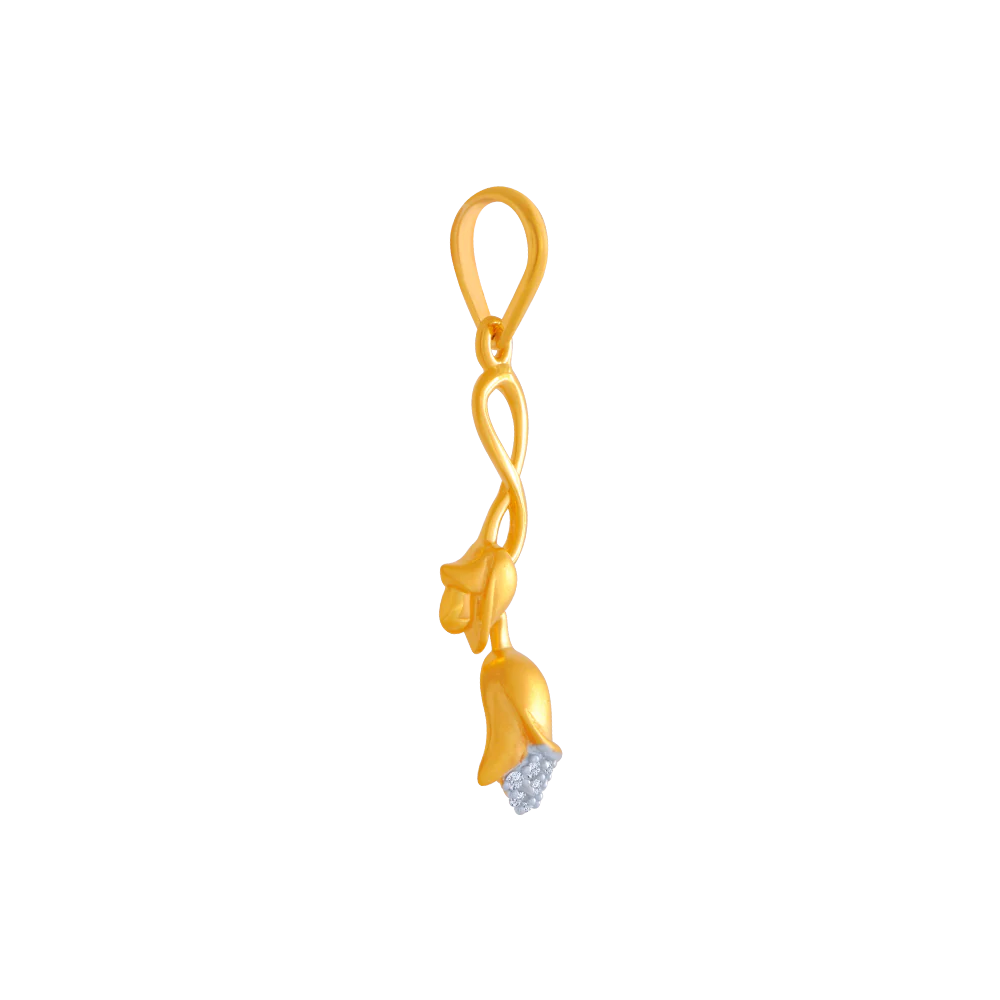 14KT (585) Yellow Gold And American Diamond Pendant For Women - Image 3