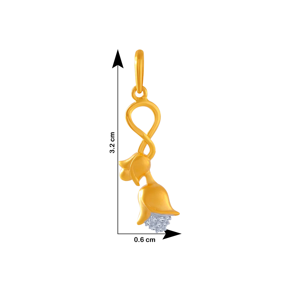 14KT (585) Yellow Gold And American Diamond Pendant For Women - Image 4