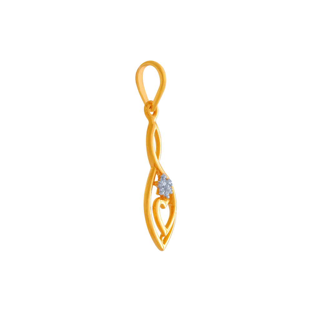 14KT (585) Yellow Gold And American Diamond Pendant For Women - Image 3
