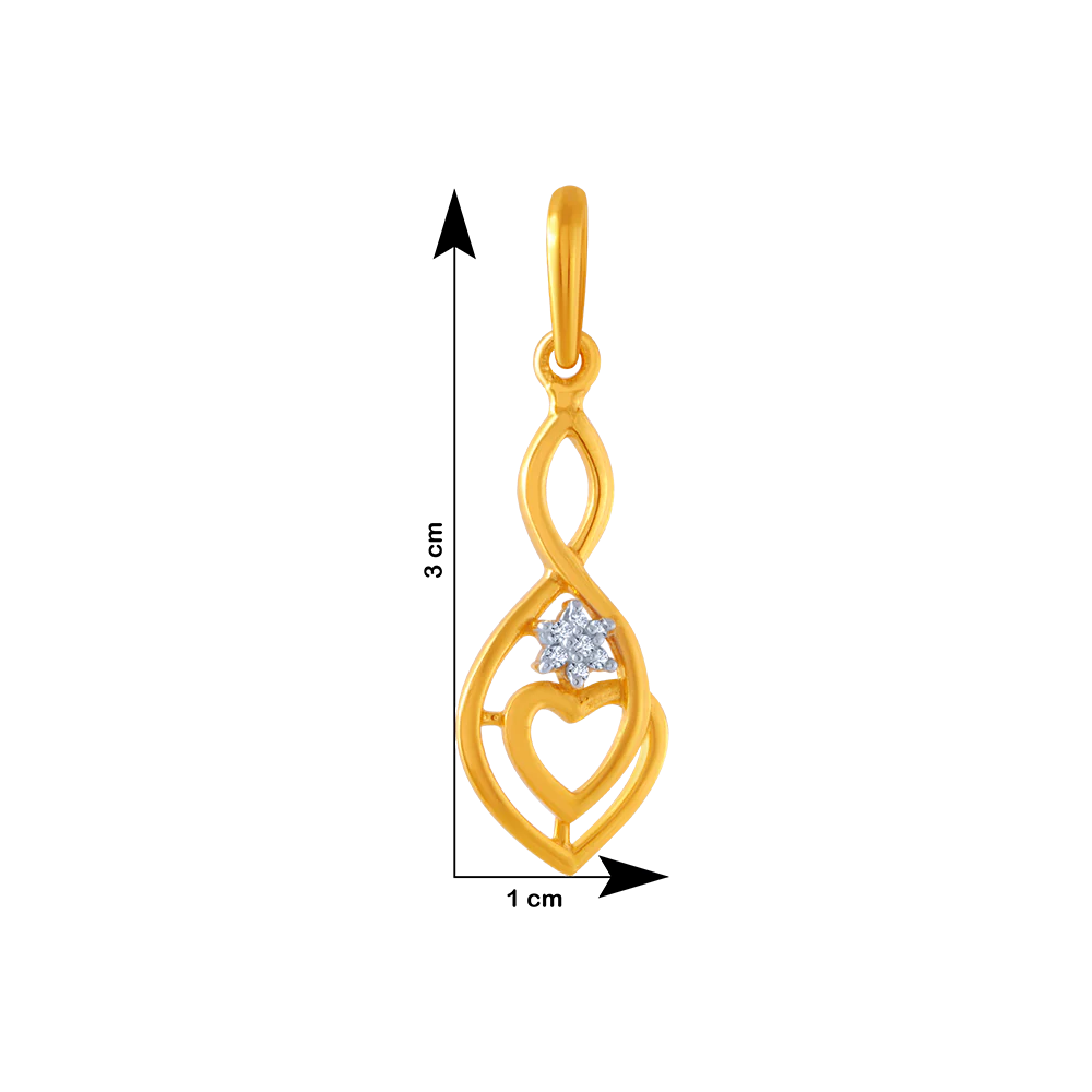 14KT (585) Yellow Gold And American Diamond Pendant For Women - Image 4