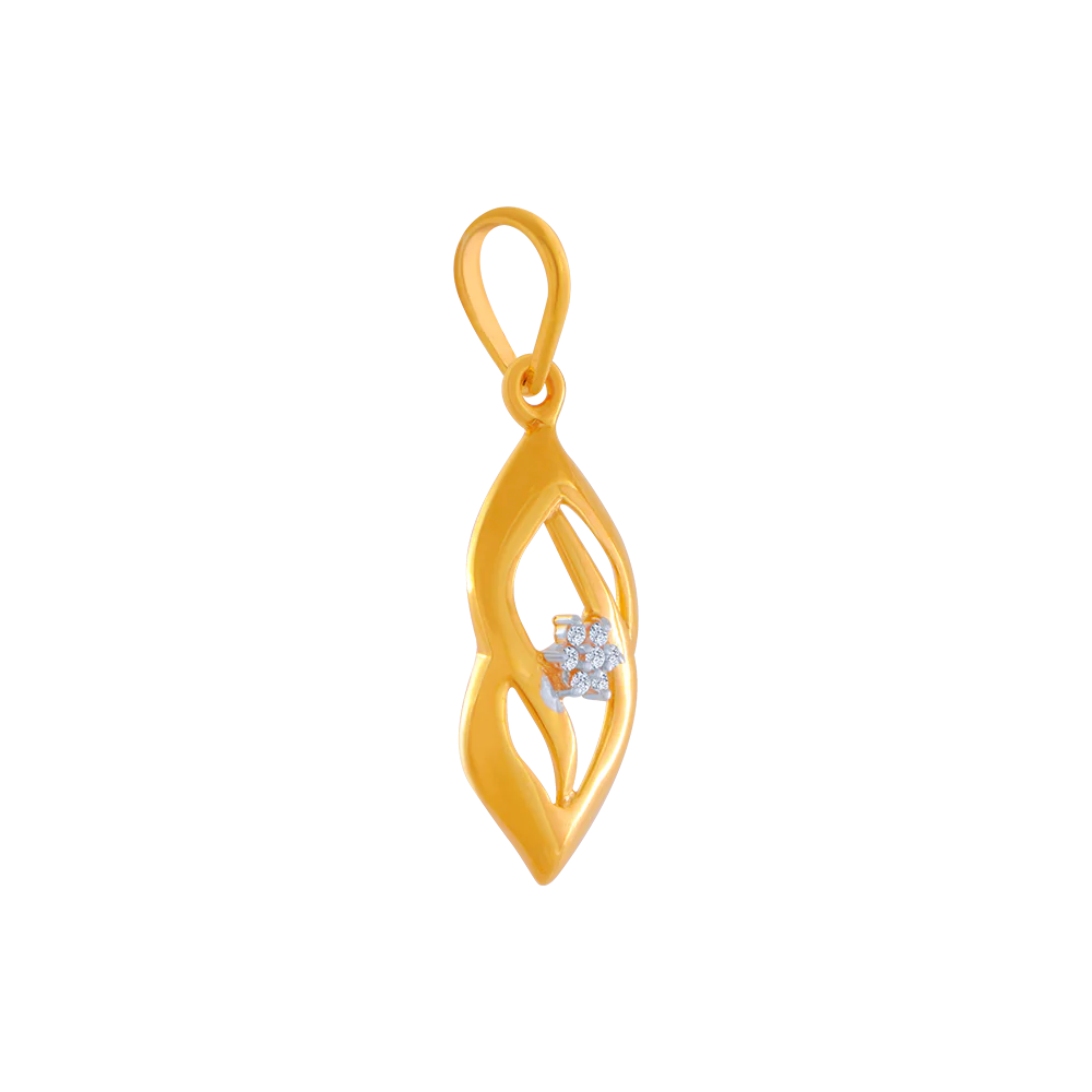 14KT (585) Yellow Gold And American Diamond Pendant For Women - Image 3