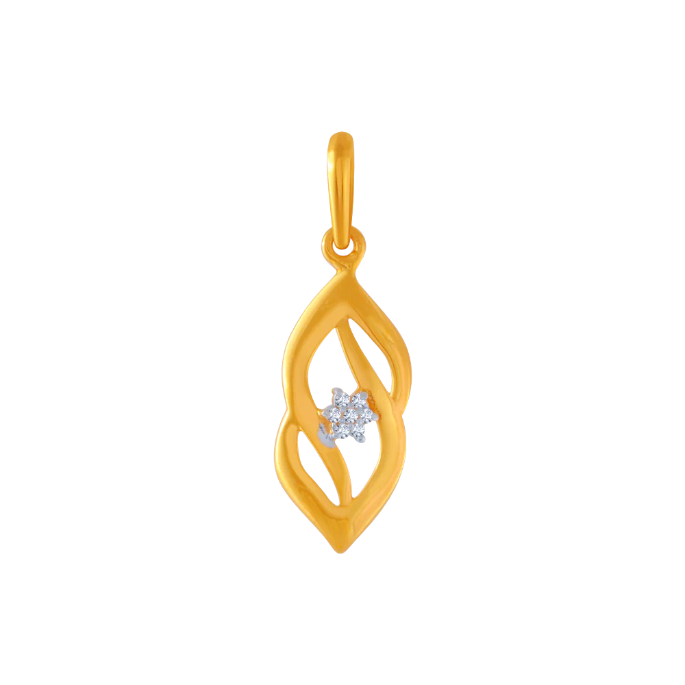 14KT (585) Yellow Gold And American Diamond Pendant For Women - Image 4