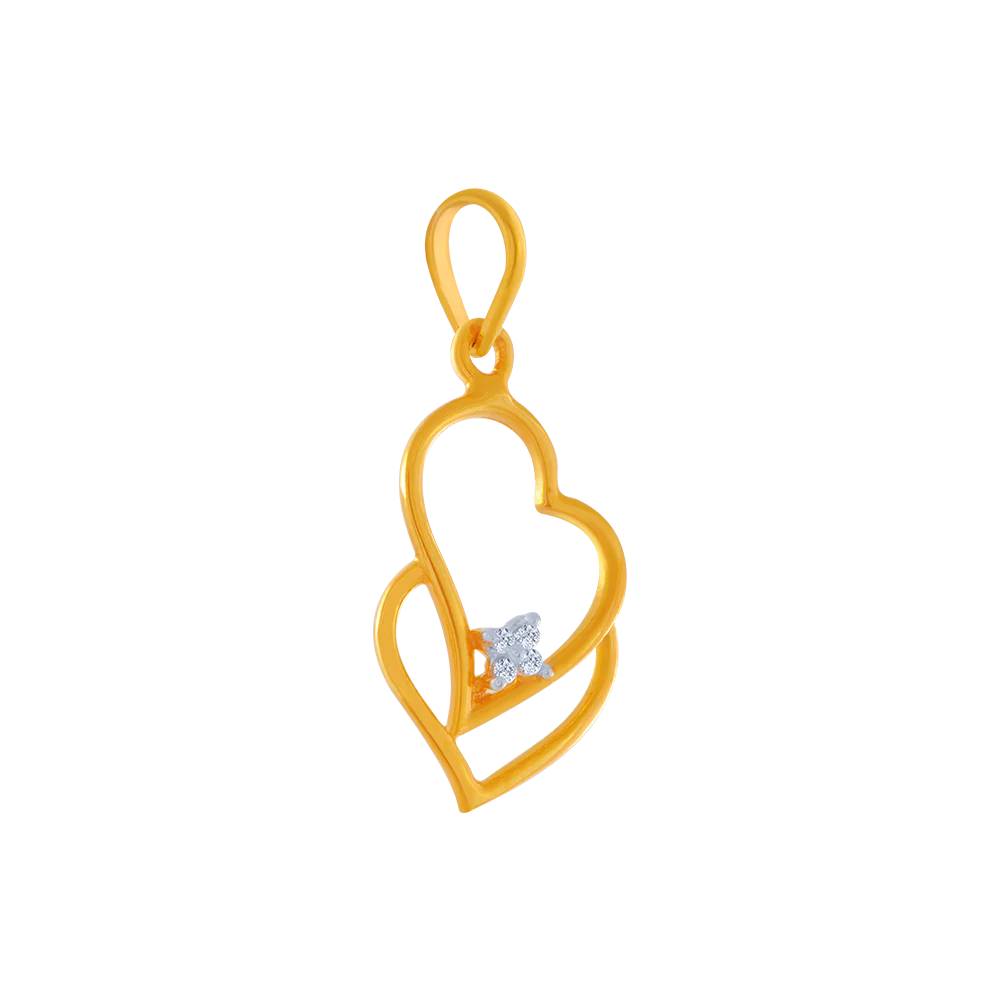 14KT (585) Yellow Gold And American Diamond Pendant For Women - Image 3