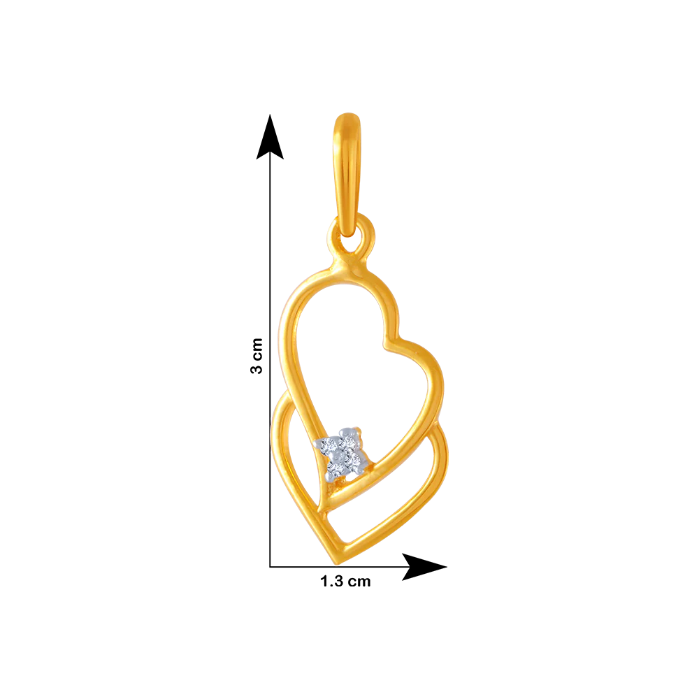 14KT (585) Yellow Gold And American Diamond Pendant For Women - Image 4
