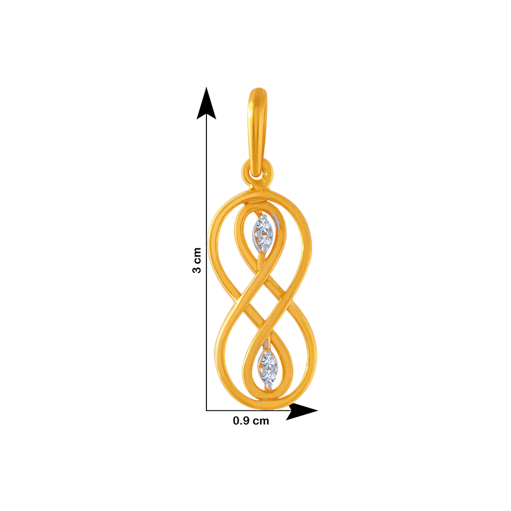 14KT (585) Yellow Gold And American Diamond Pendant For Women - Image 4