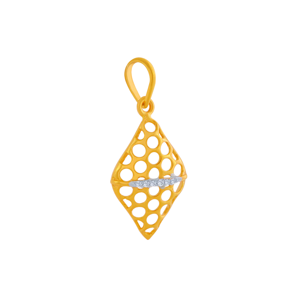 14KT (585) Yellow Gold And American Diamond Pendant For Women - Image 3