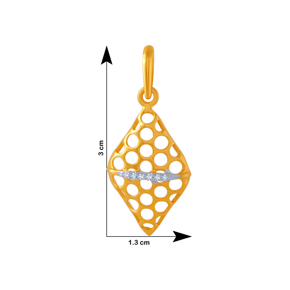 14KT (585) Yellow Gold And American Diamond Pendant For Women - Image 4