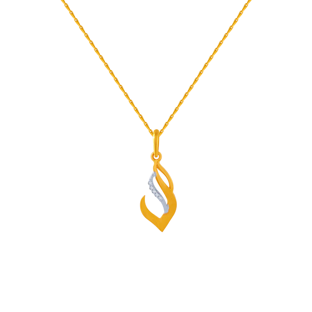 14KT (585) Yellow Gold And American Diamond Pendant For Women