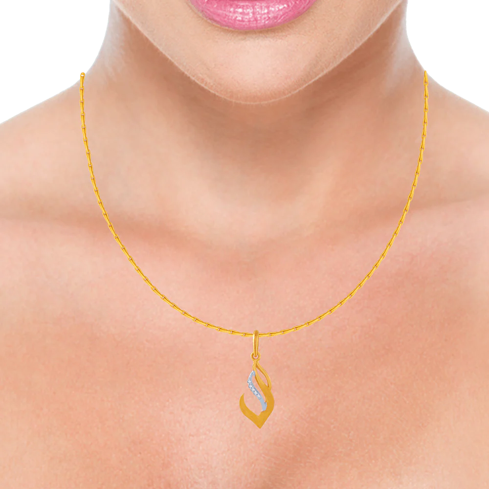 14KT (585) Yellow Gold And American Diamond Pendant For Women - Image 2