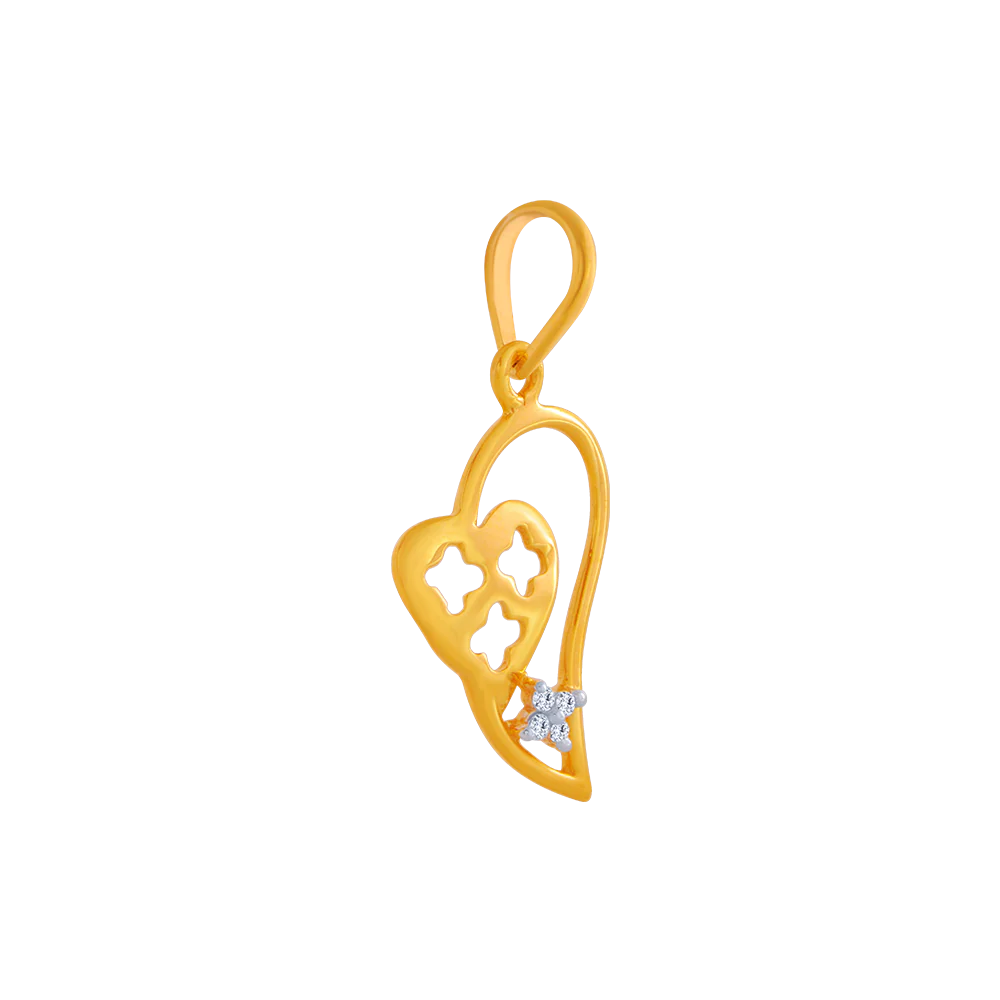 14KT (585) Yellow Gold And American Diamond Pendant For Women - Image 3