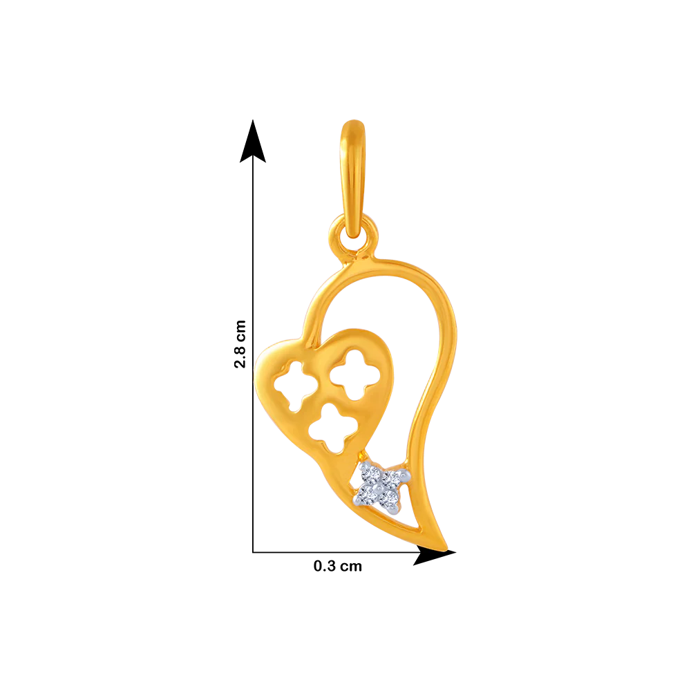 14KT (585) Yellow Gold And American Diamond Pendant For Women - Image 4