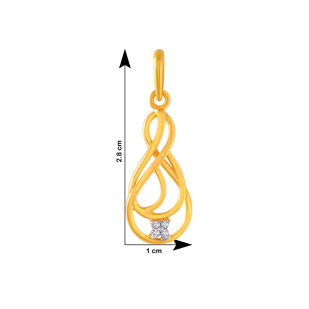 14KT (585) Yellow Gold And American Diamond Pendant For Women - Image 4