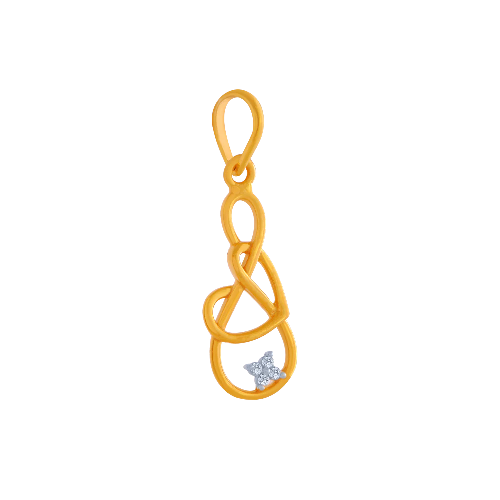 14KT (585) Yellow Gold And American Diamond Pendant For Women - Image 3
